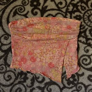 Floral Pink Strapless Top